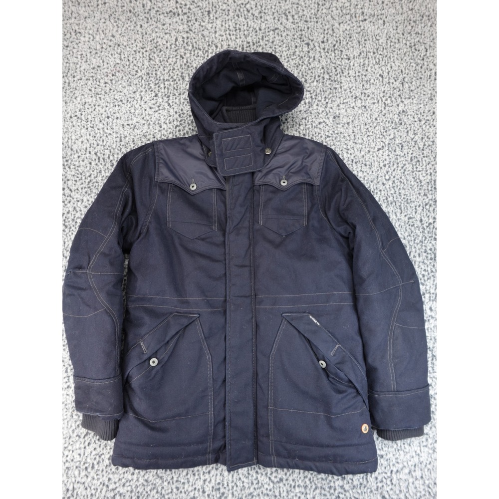 G-Star Raw Mens XL Navy‎ Blue Hooded Utility Parka Canvas Jacket Multi-Pocket